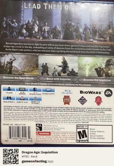 Dragon Age: Inquisition PlayStation 4, NTSC box back