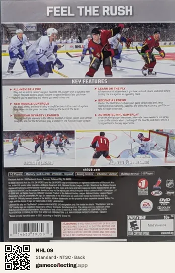 NHL 09 PlayStation 2, NTSC box back