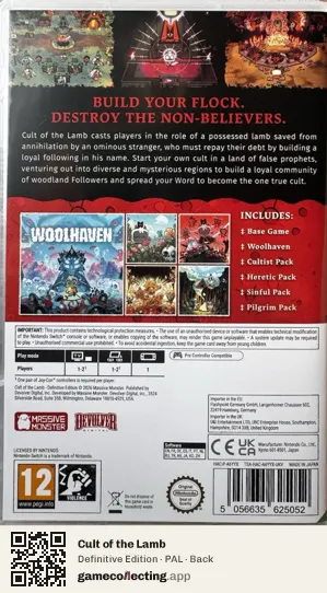 Cult of the Lamb Nintendo Switch, PAL box back