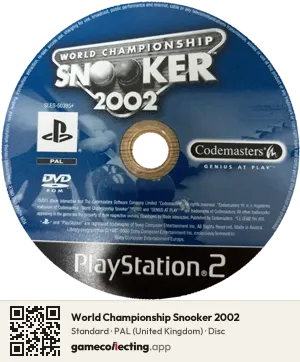 World Championship Snooker 2002 PlayStation 2, PAL disc