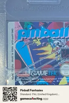 Pinball Fantasies Game Boy, PAL cartridge label