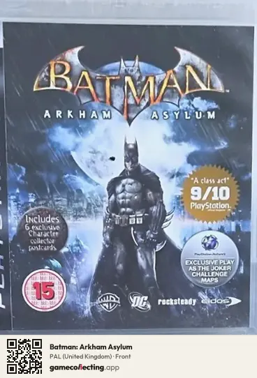 Batman: Arkham Asylum PlayStation 3, United Kingdom box front
