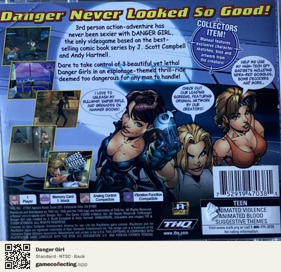 Danger Girl PlayStation, NTSC box back