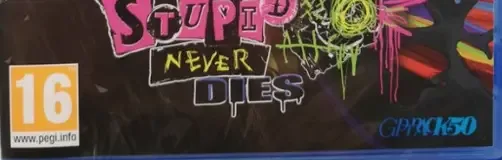 Stupid Never Dies, the PEGI square on its front