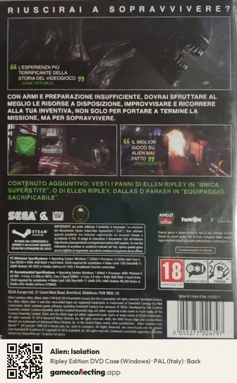Alien: Isolation Computer, Italy box back