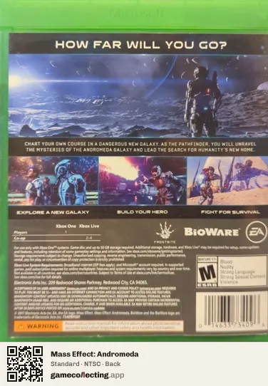 Mass Effect: Andromeda Xbox One, NTSC box back