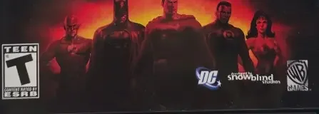 Justice League Heroes, the ESRB box on its front