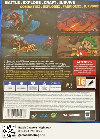 Battle Chasers: Nightwar PlayStation 4, PAL box back