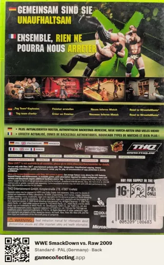 WWE SmackDown vs. Raw 2009 Xbox 360, Germany box back