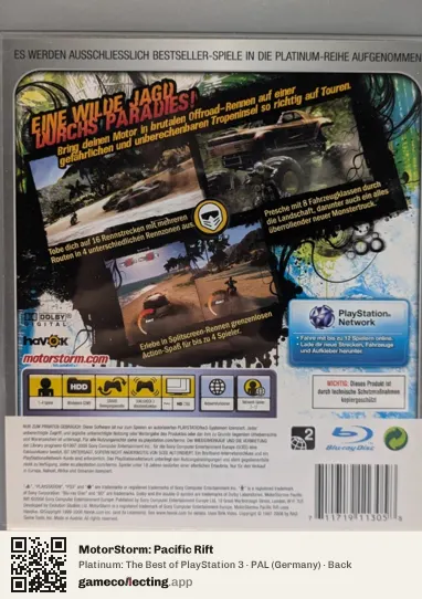MotorStorm: Pacific Rift PlayStation 3, Germany box back