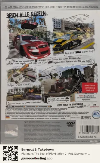 Burnout 3: Takedown PlayStation 2, Germany box back
