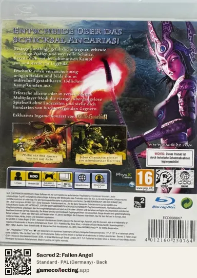 Sacred 2: Fallen Angel PlayStation 3, Germany box back