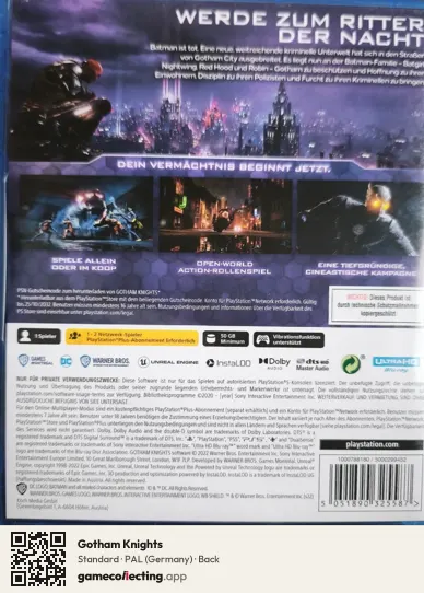 Gotham Knights PlayStation 5, Germany box back
