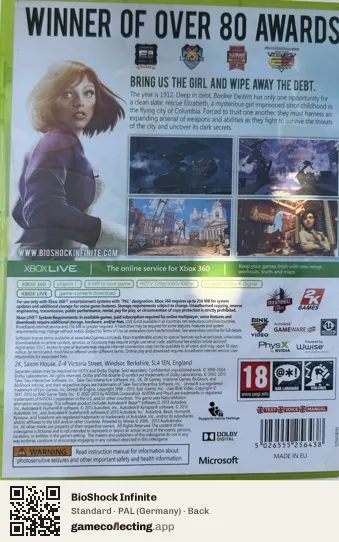 BioShock Infinite Xbox 360, Germany box back