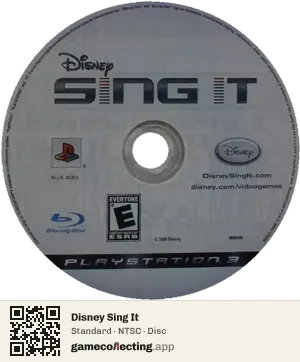 Disney Sing It PlayStation 3, NTSC disc