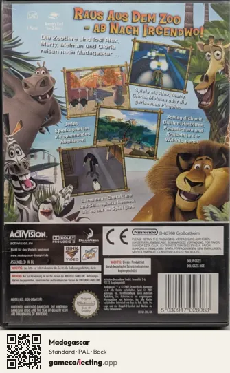 Madagascar Nintendo GameCube, PAL box back