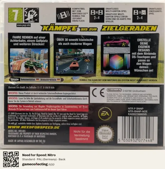 Need for Speed: Nitro Nintendo DS, Germany box back