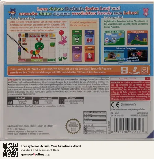 Freakyforms Deluxe: Your Creations, Alive! Nintendo 3DS, Germany box back