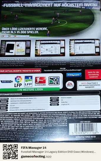 FIFA Manager 14 Computer, PAL box back
