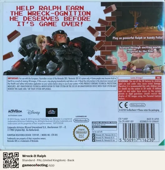 Wreck-It Ralph Nintendo 3DS, United Kingdom box back