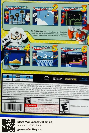 Mega Man Legacy Collection PlayStation 4, NTSC box back