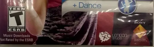 SingStar Dance, the ESRB box on its front