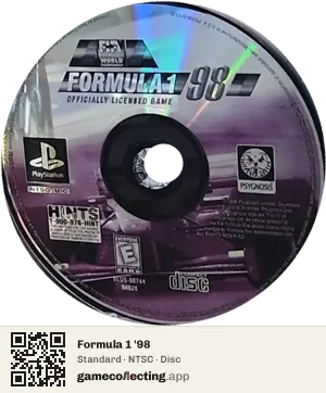 Formula 1 '98 PlayStation, NTSC disc
