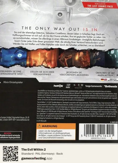 The Evil Within 2 Xbox One, Germany box back