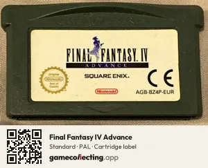 Final Fantasy IV Advance Game Boy Advance, PAL cartridge label