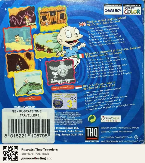 Rugrats: Time Travelers Game Boy Color, PAL box back
