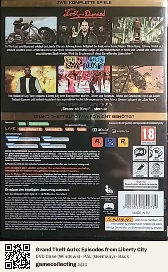 Grand Theft Auto: Episodes from Liberty City Computer, Germany box back