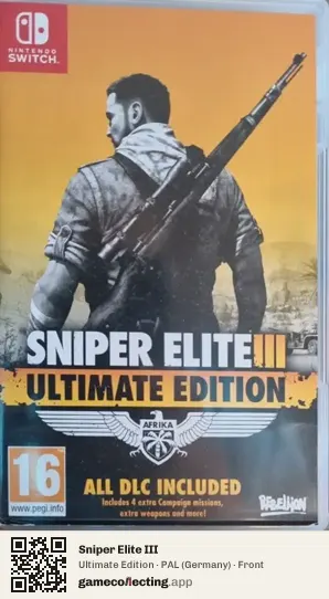 Sniper Elite III Nintendo Switch, Germany box front