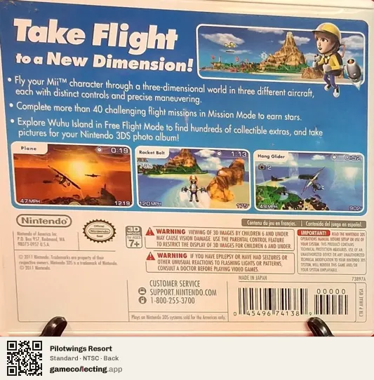 Pilotwings Resort Nintendo 3DS, NTSC box back