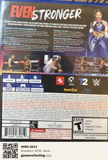 WWE 2K23 PlayStation 4, NTSC box back