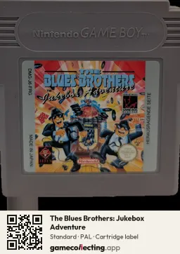 The Blues Brothers: Jukebox Adventure Game Boy, PAL cartridge label