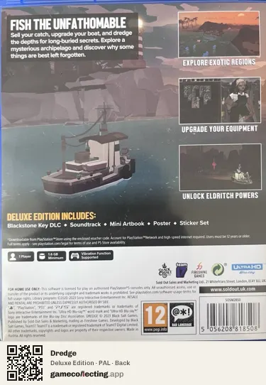 Dredge PlayStation 5, PAL box back