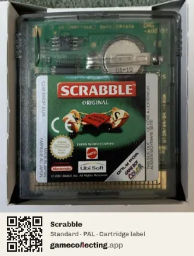 Scrabble Game Boy Color, PAL cartridge label