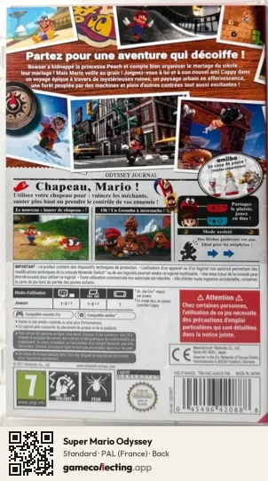 Super Mario Odyssey Nintendo Switch, France box back