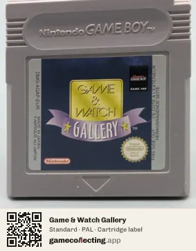 Game & Watch Gallery Game Boy, PAL cartridge label