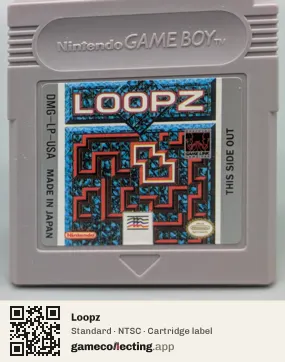 Loopz Game Boy, NTSC cartridge label