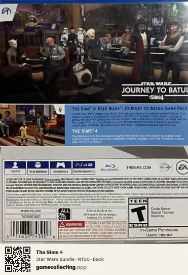 The Sims 4 PlayStation 4, NTSC box back