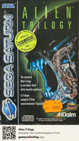 Alien Trilogy Sega Saturn, United Kingdom box front