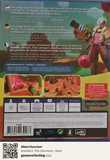 Slime Rancher PlayStation 4, Germany box back