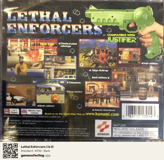 Lethal Enforcers I & II PlayStation, NTSC box back
