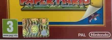 Super Paper Mario, the PEGI square on its front