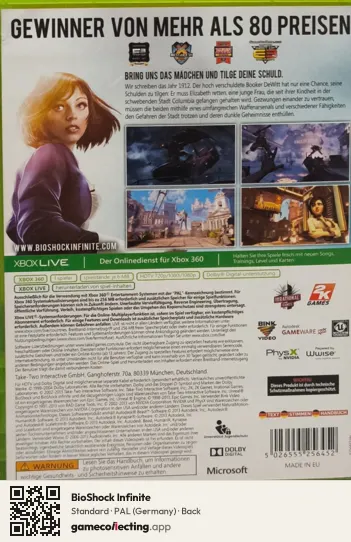 BioShock Infinite Xbox 360, Germany box back