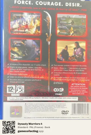 Dynasty Warriors 4 PlayStation 2, France box back