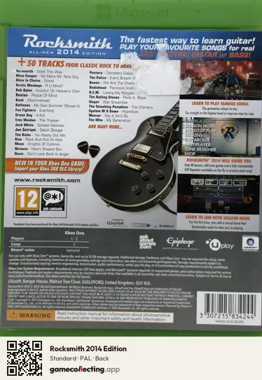 Rocksmith 2014 Edition Xbox One, PAL box back