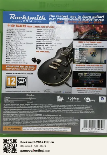 Rocksmith 2014 Edition Xbox One, PAL box back