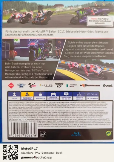 MotoGP 17 PlayStation 4, Germany box back